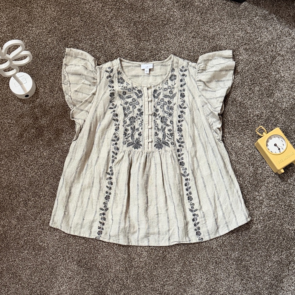 J. Jill Textured Knit Top in Cream and Black